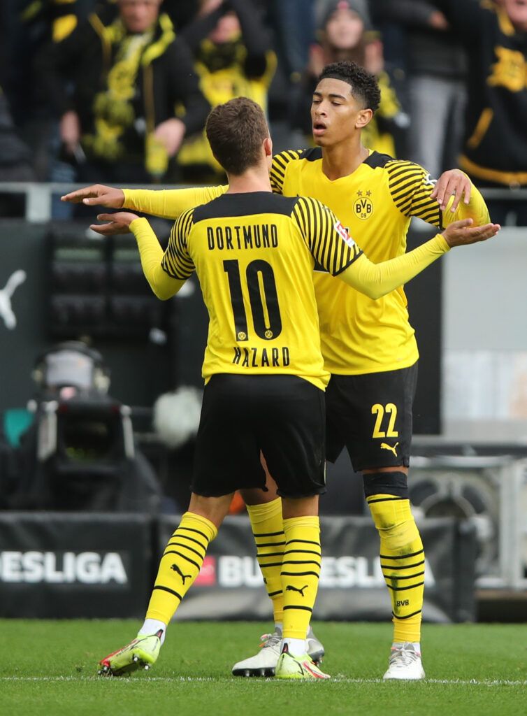 Dortmund celebrate scoring.