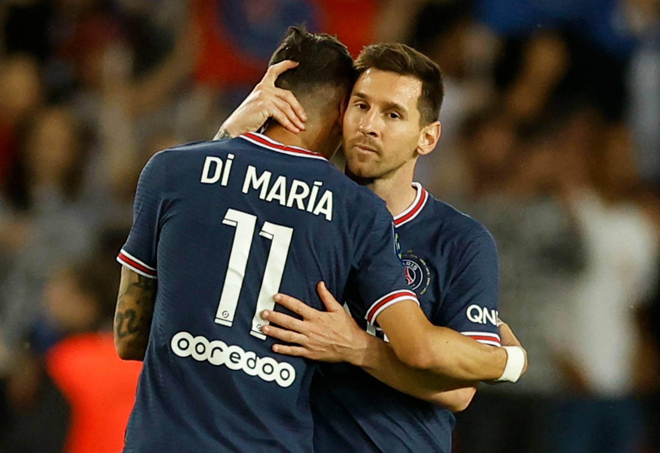 Lionel Messi and Angel Di Maria at PSG