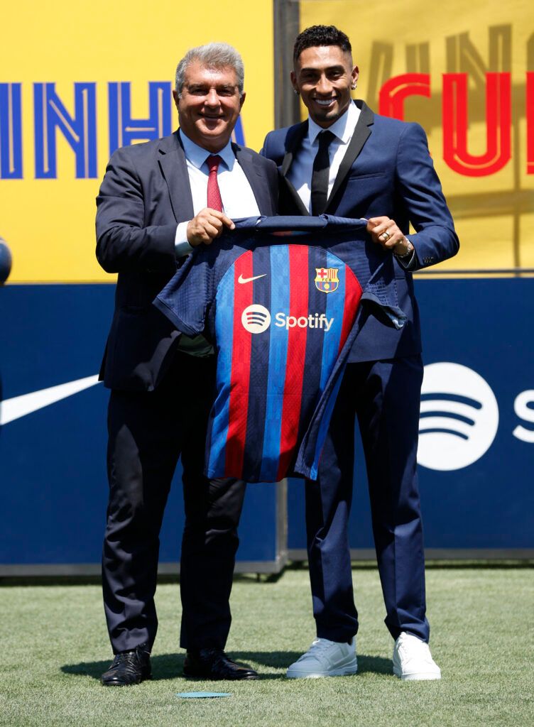 Raphinha unveiled at Barcelona.