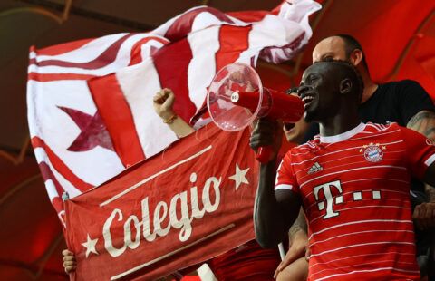 Mane with Bayern fans.