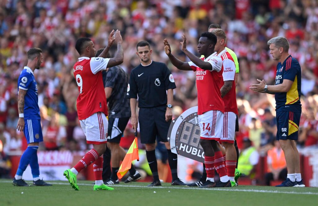 Eddie Nketiah replaces Gabriel Jesus for Arsenal