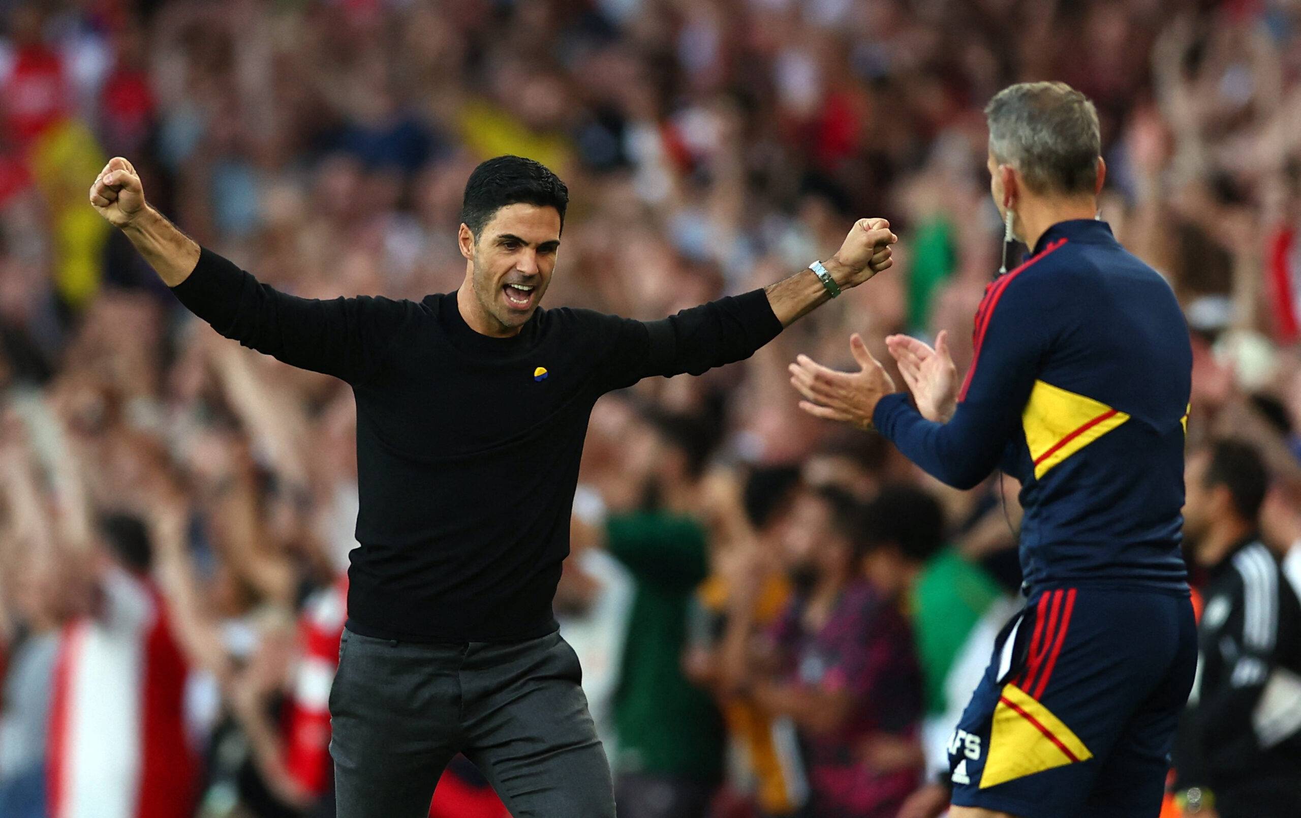 Arsenal boss Mikel Arteta celebrates after the match