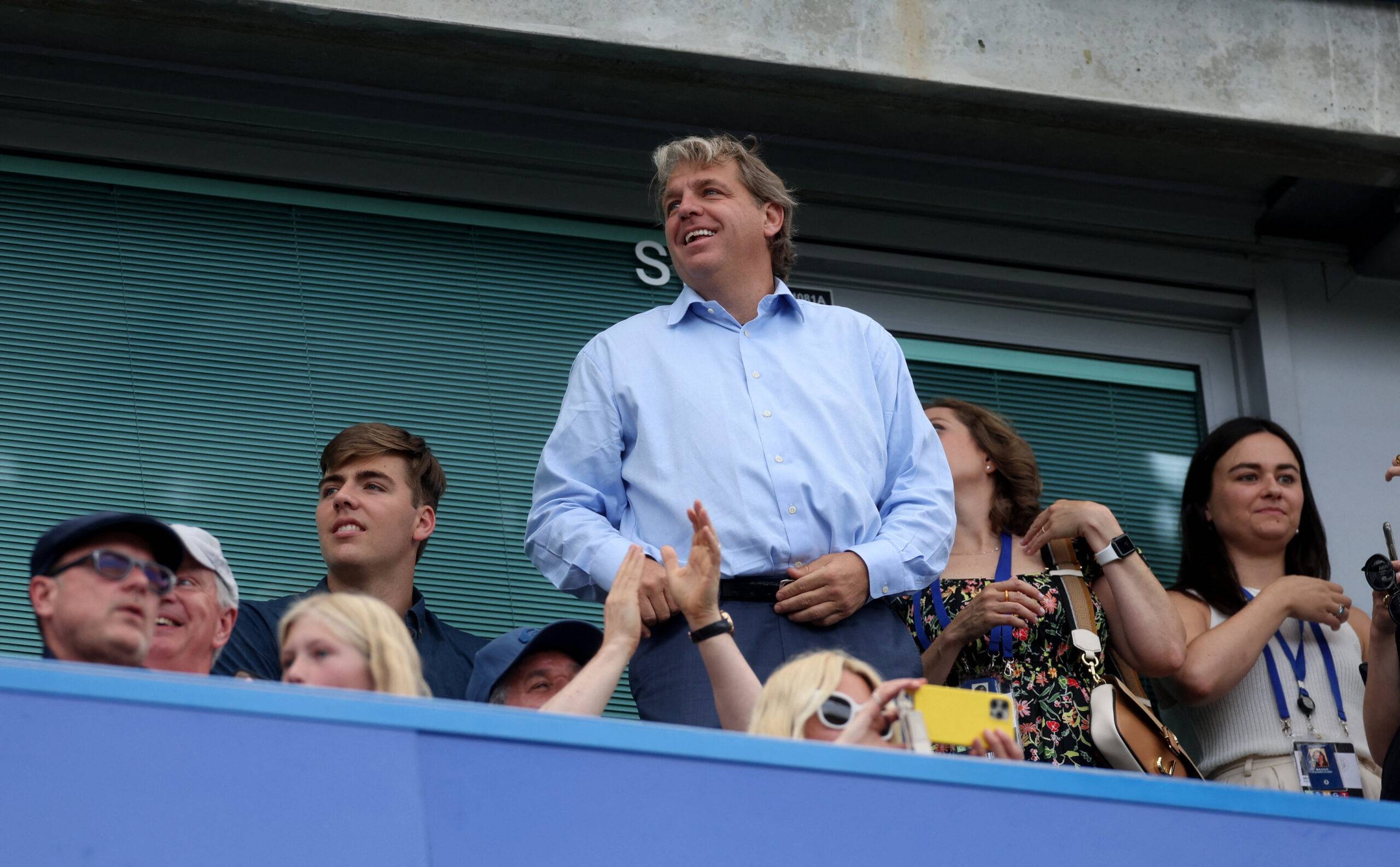 Chelsea owner Todd Boehly watches on