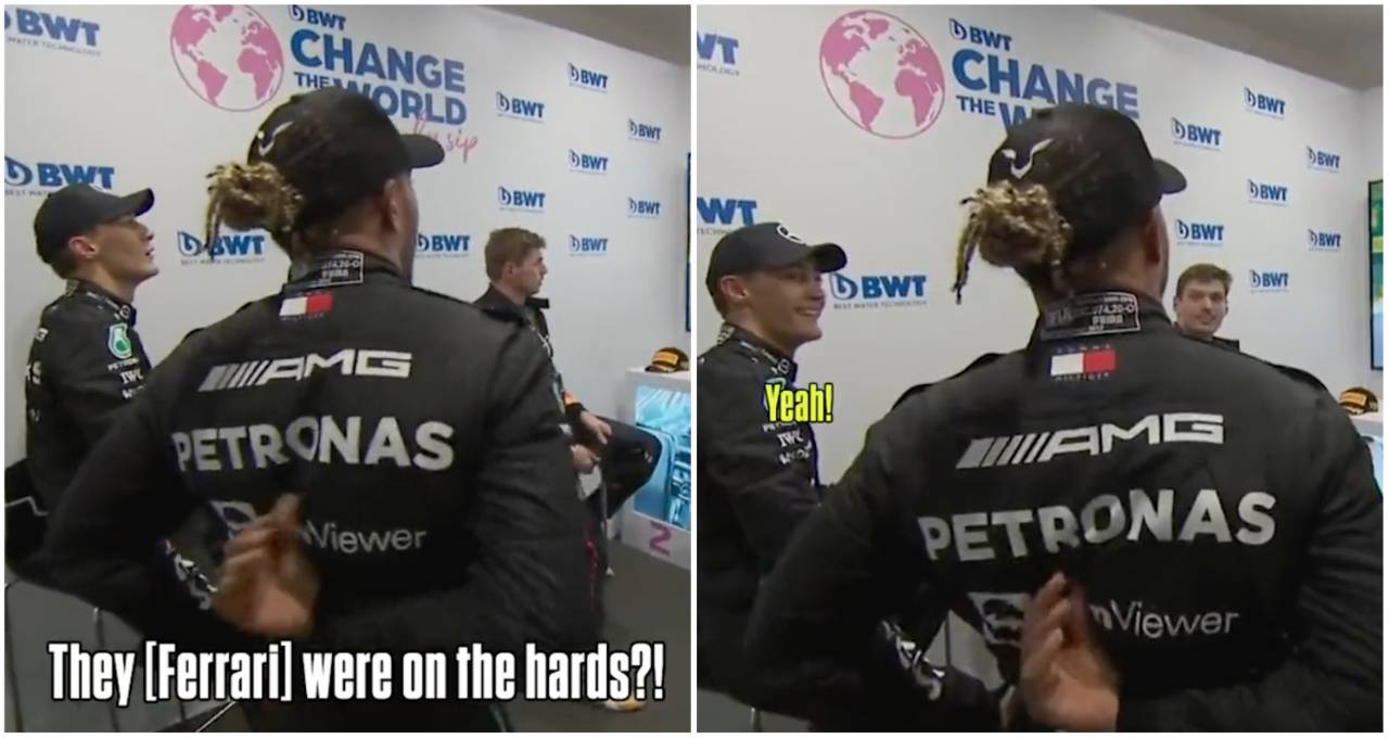 Lewis Hamilton's reaction to finding out Ferrari were on hard tyres at Hungarian GP