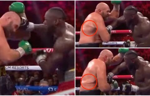 Deontay Wilder sending literal ripples through Tyson Fury's body with one punch