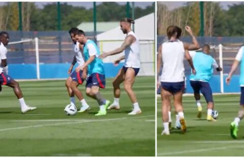 Lionel Messi assist to Kylian Mbappe in training