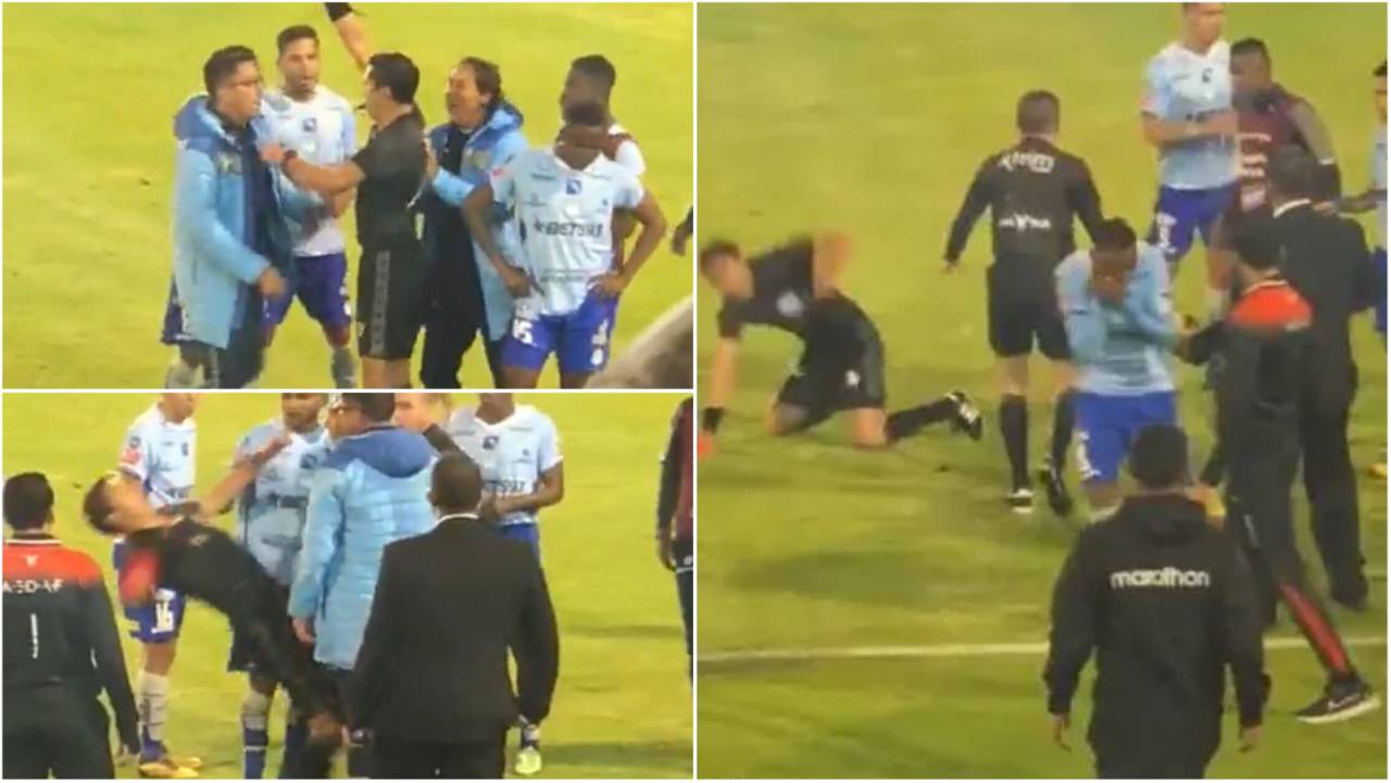 Referee punched by coach in crazy scenes - fans accuse him of making the most of the contact
