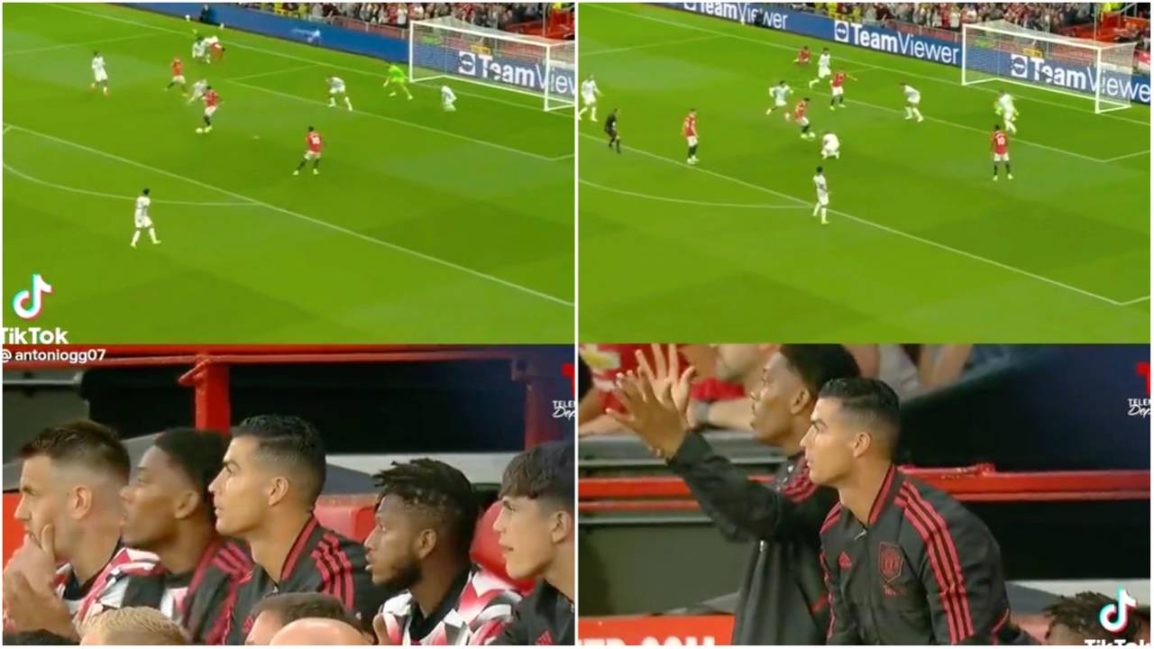 Cristiano Ronaldo’s reaction to Jadon Sancho’s goal during Man Utd 2-1 Liverpool goes viral