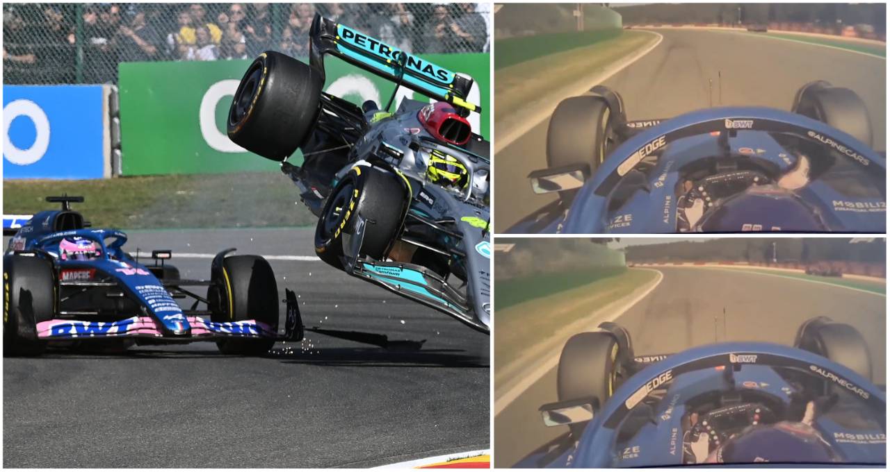 Belgian GP: Fernando Alonso's gesture to Lewis Hamilton after crash