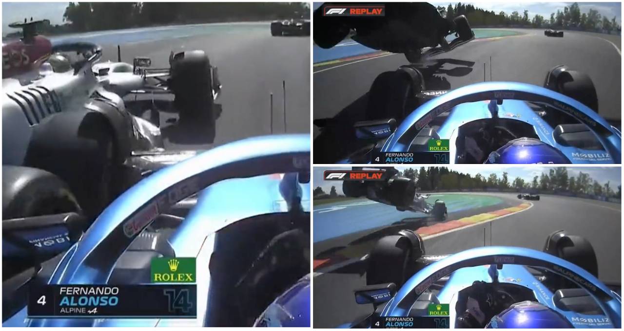 Fernando Alonso's onboard footage shows how high Lewis Hamilton went after crash