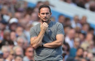 Everton boss Frank Lampard watches on