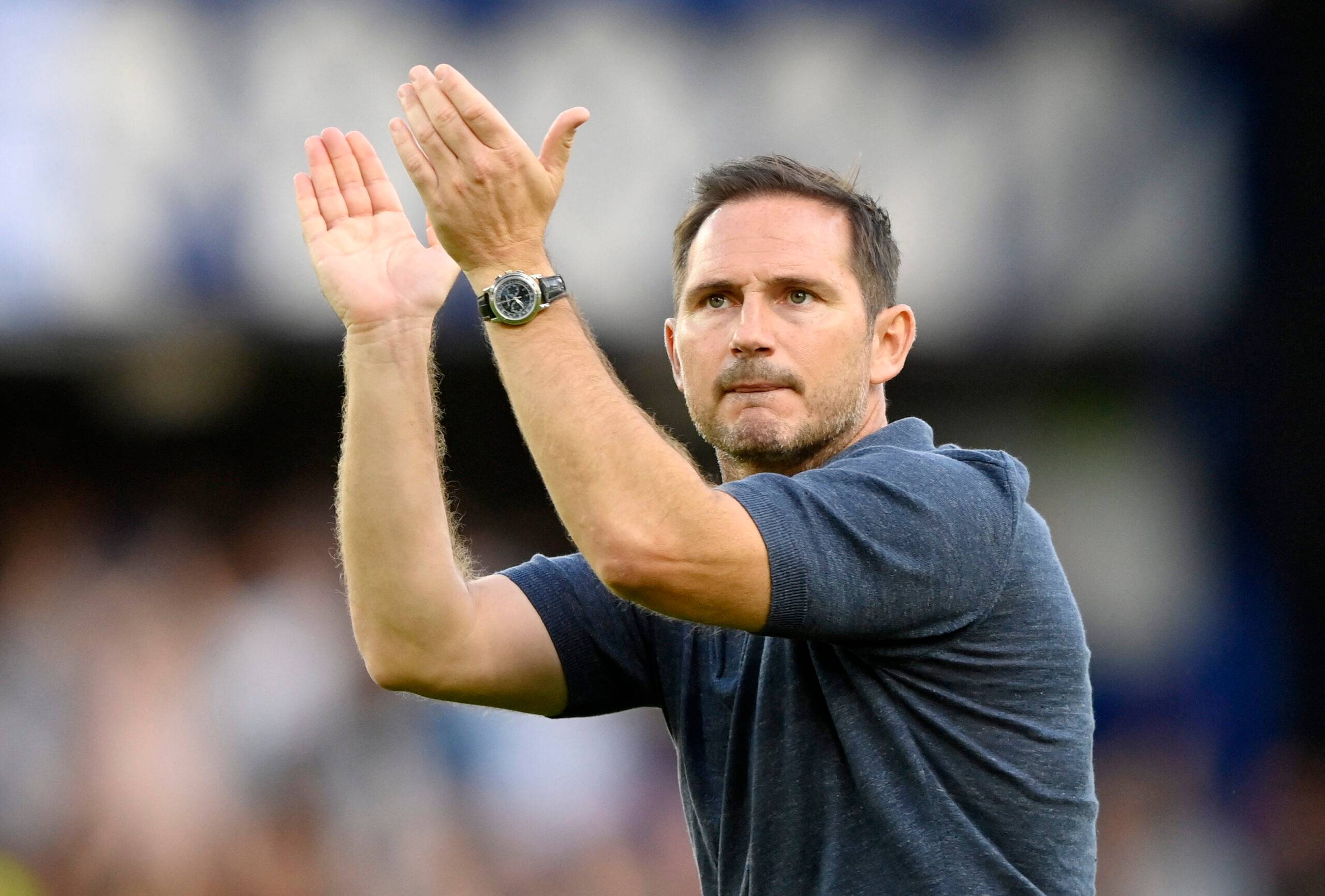 Everton manager Frank Lampard applauds the fans