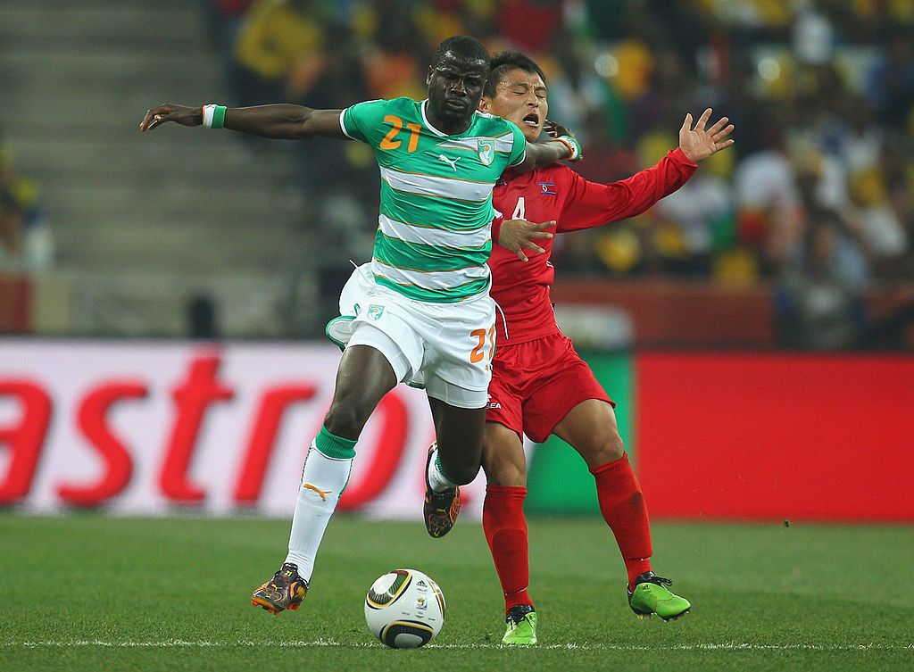 Emmanuel Eboue in action against North Korea at the 2010 World Cup