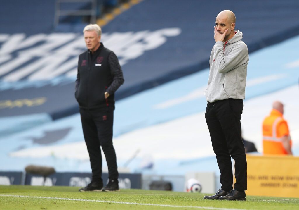 Pep Guardiola and David Moyes side by side