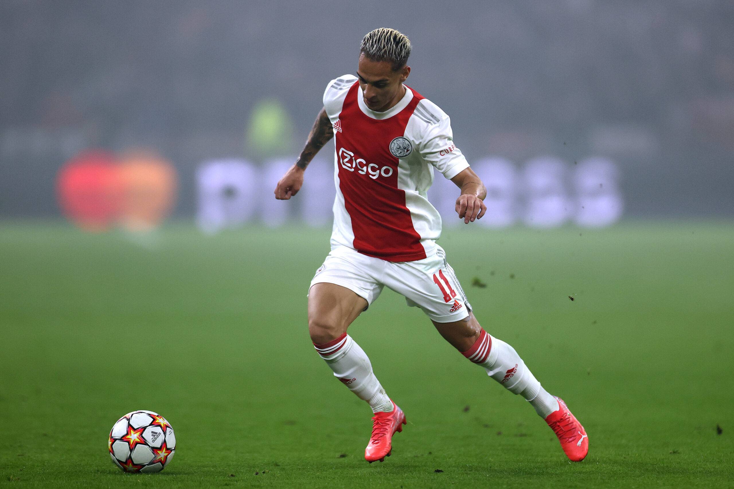 Antony of AFC Ajax in action during the UEFA Champions League group C match