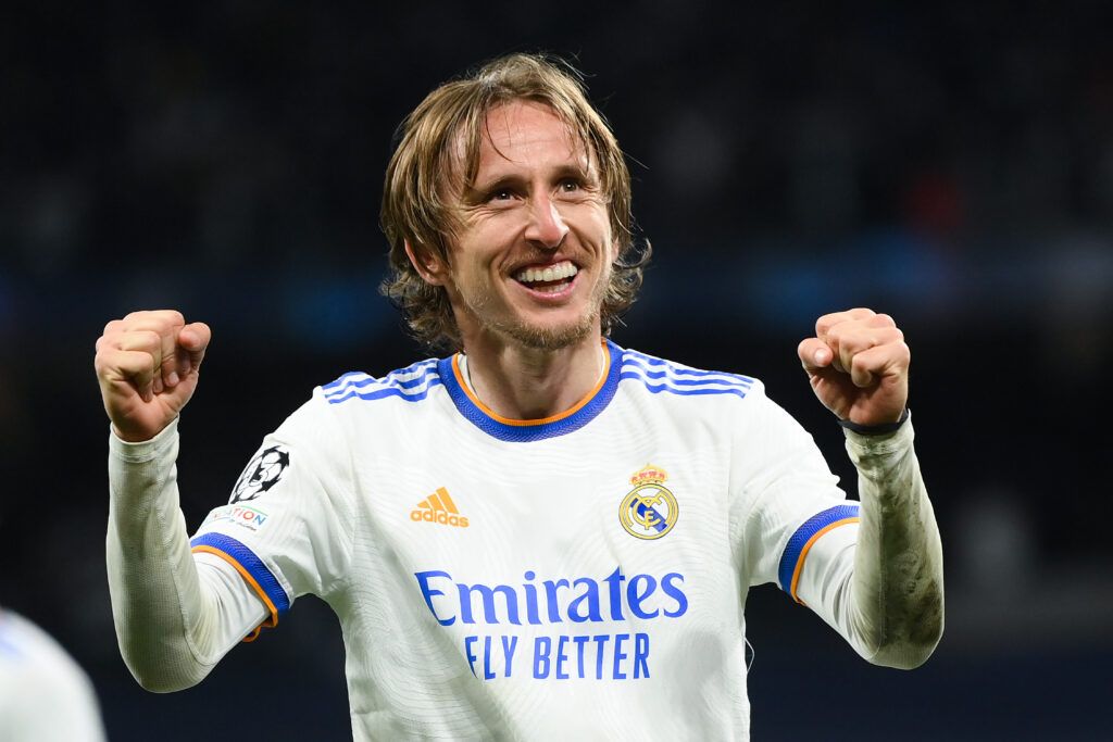 Luka Modric of Real Madrid CF celebrates 