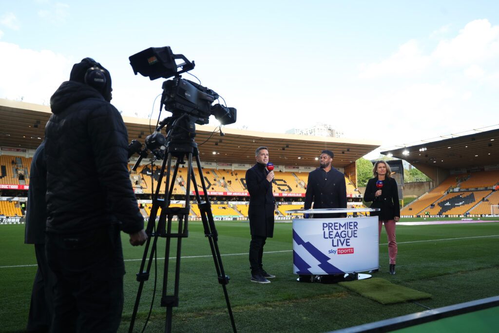 A general view inside the stadium as Sky Sports TV Presenters