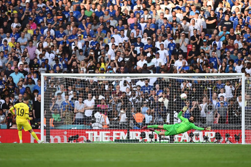 Alisson saves Mason Mount's penalty in FA Cup final