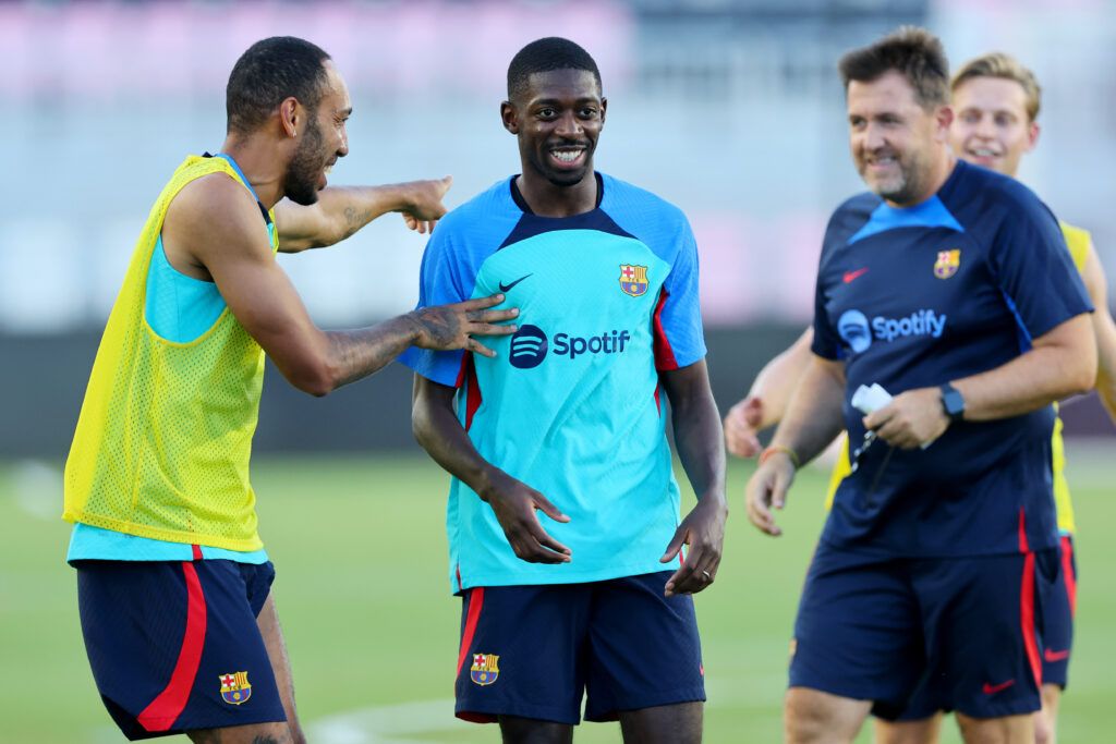 Ousmane Dembele in Barcelona training