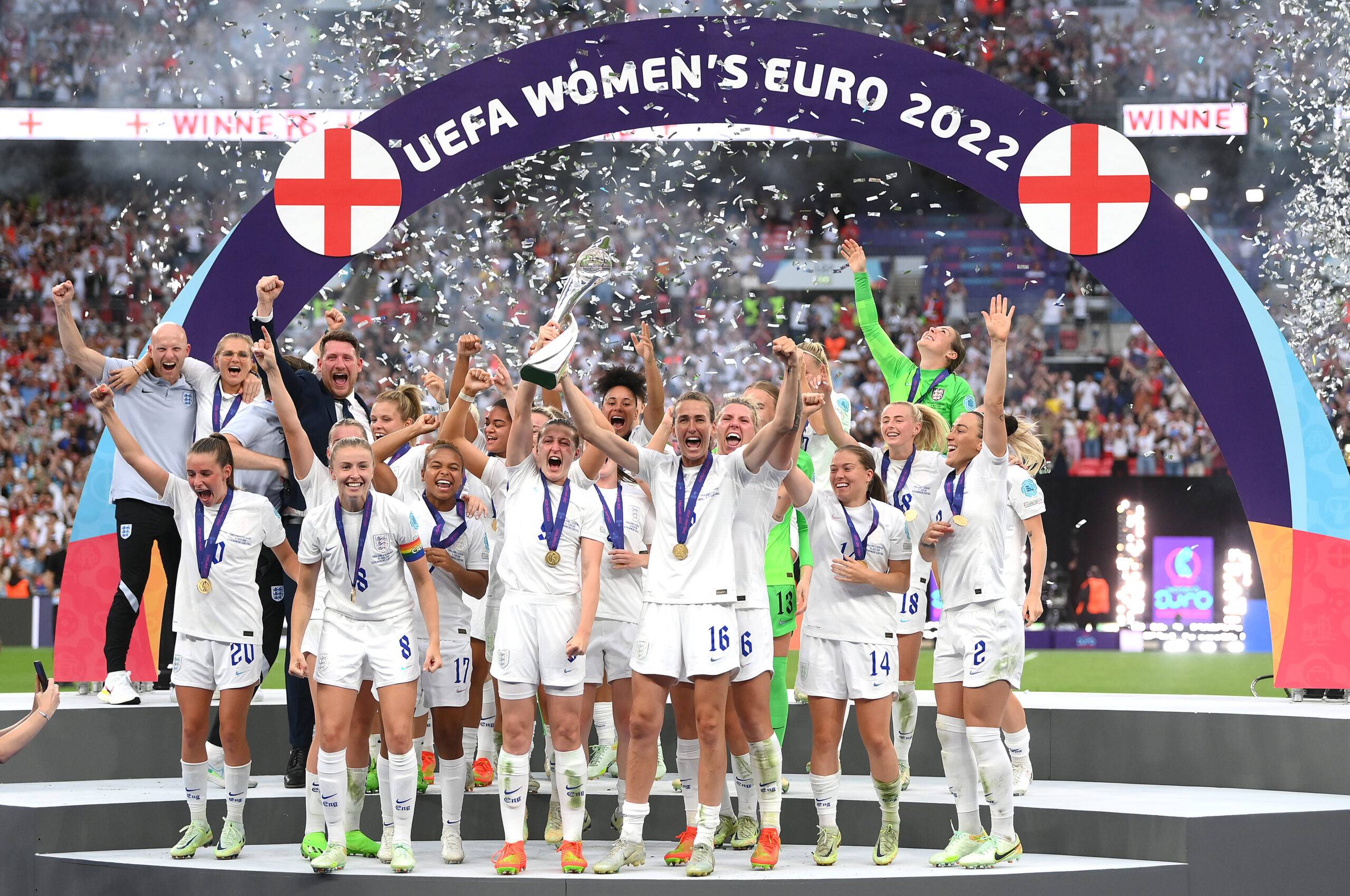 England Lionesses celebrate winning Euro 2022