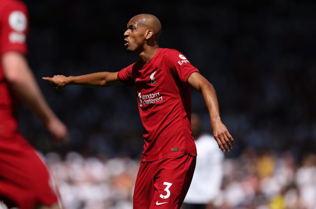 Fabinho of Liverpool during the Premier League match between Fulham FC and Liverpool