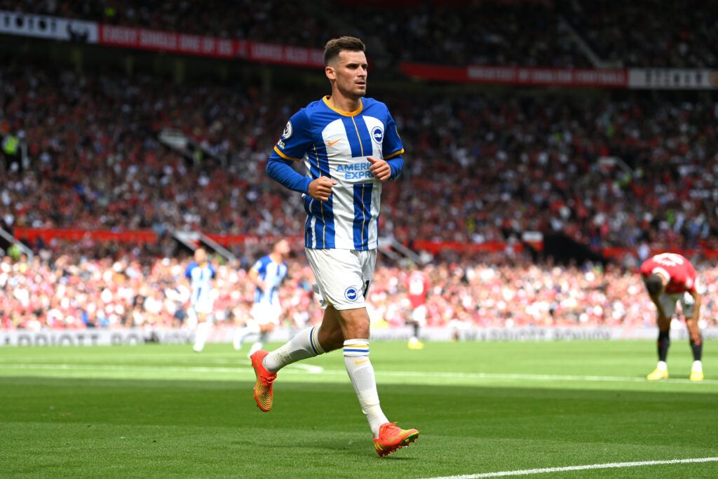 Pascal Gross of Brighton & Hove Albion celebrates after scoring their team's second goal