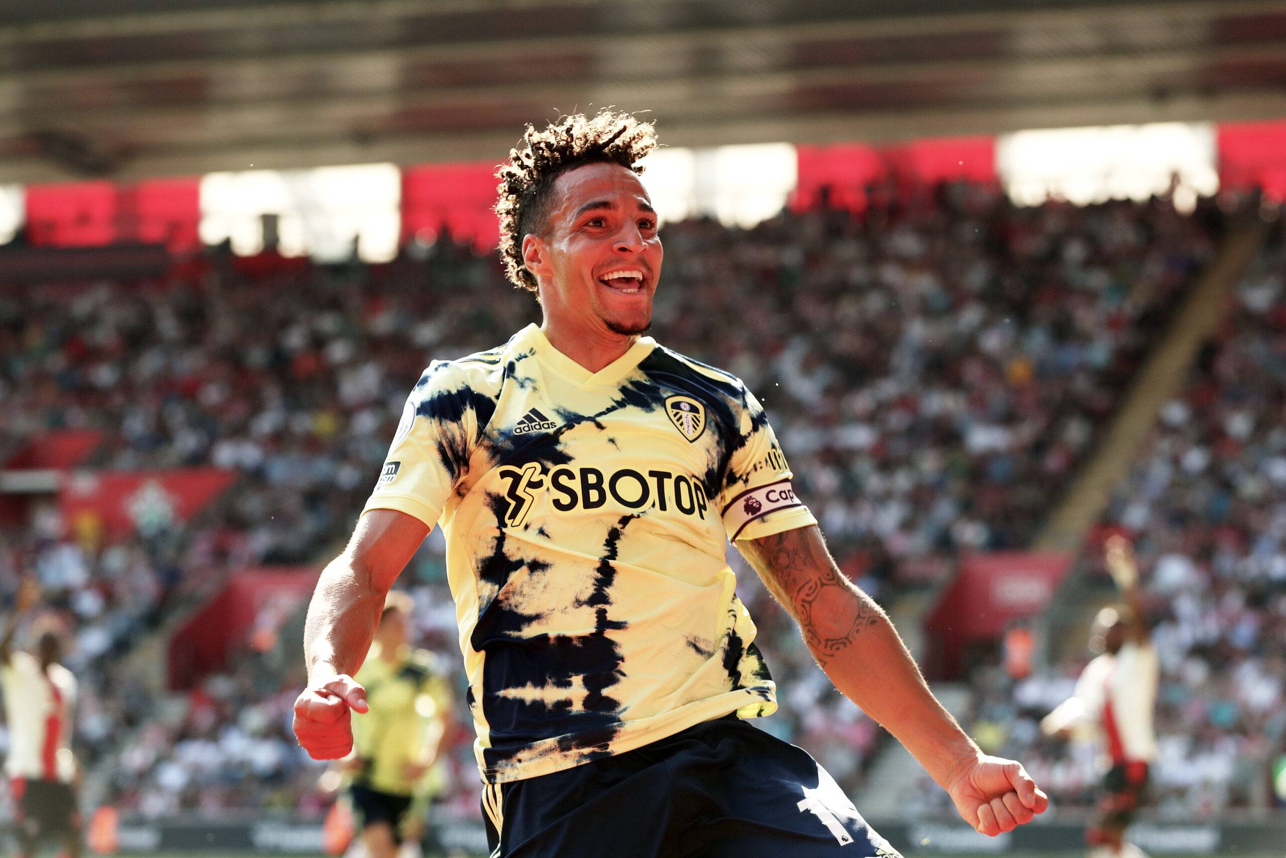 Rodrigo of Leeds celebrates his goal