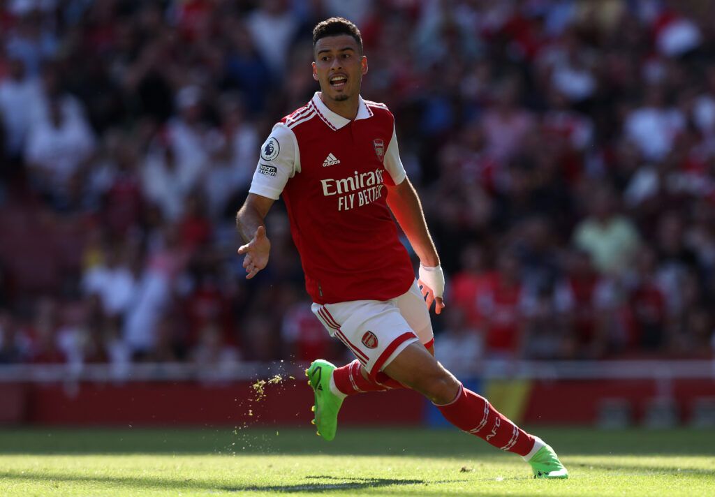 Gabriel Martinelli in action for Arsenal vs Leicester City