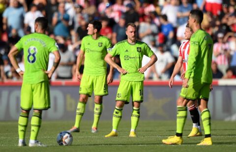 Man Utd players during defeat at Brentford