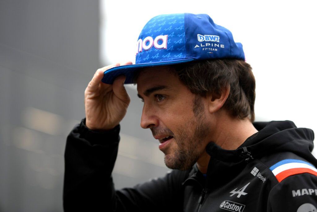 Fernando Alonso in the Belgian GP paddock