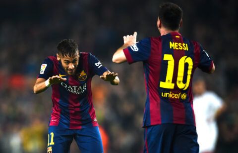 Messi and Neymar celebrate