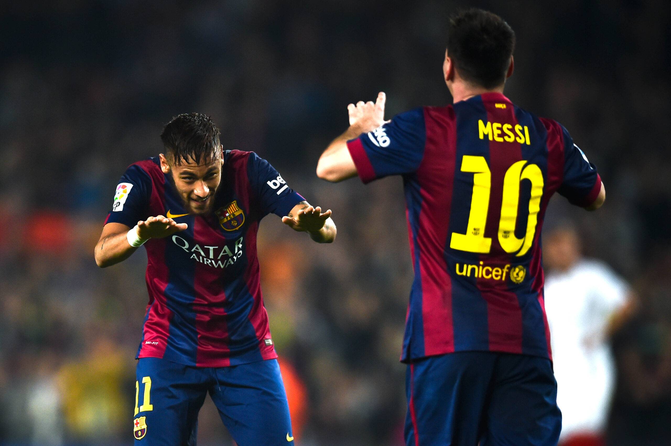 Messi and Neymar celebrate