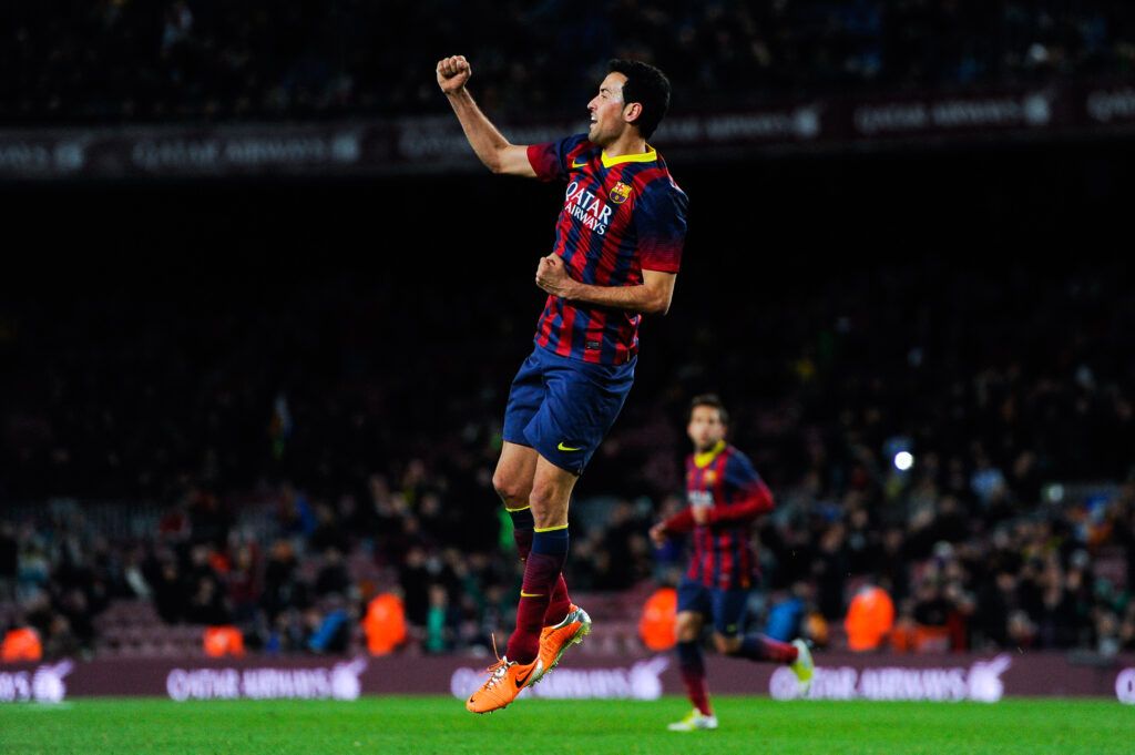 Sergio Busquets of FC Barcelona celebrates