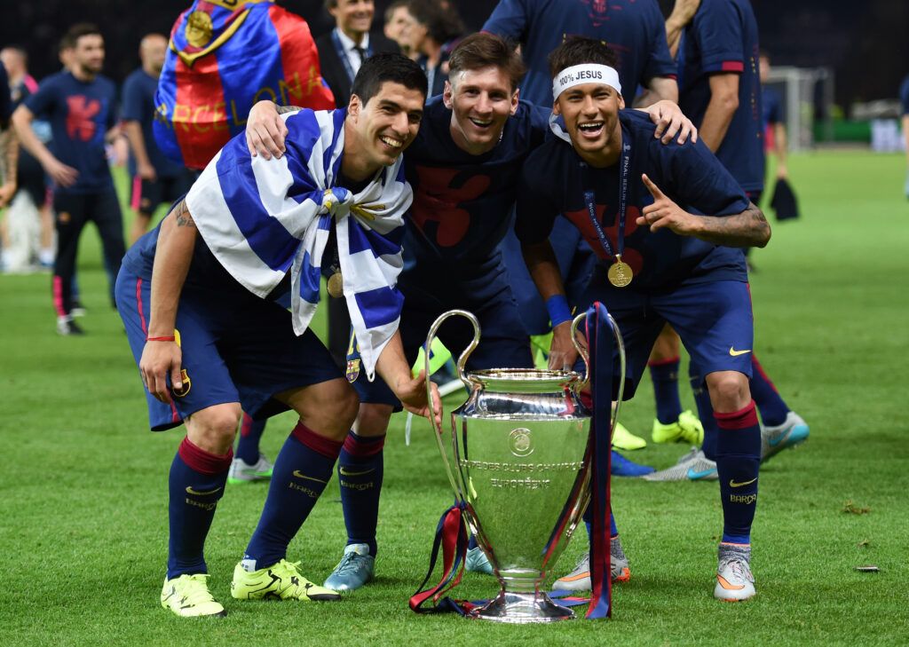 Suarez, Messi dhe Neymar festojnë me Champions League në 2015