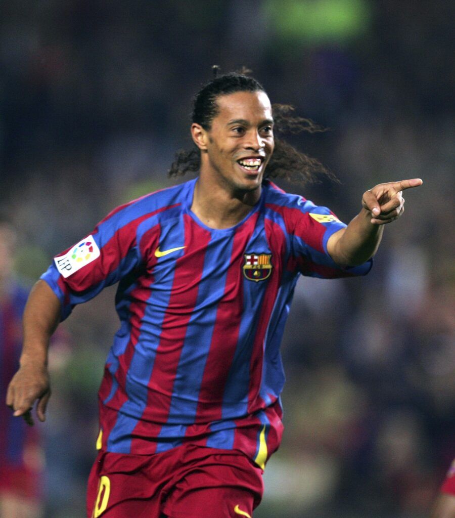 Ronaldinho in action with Barcelona