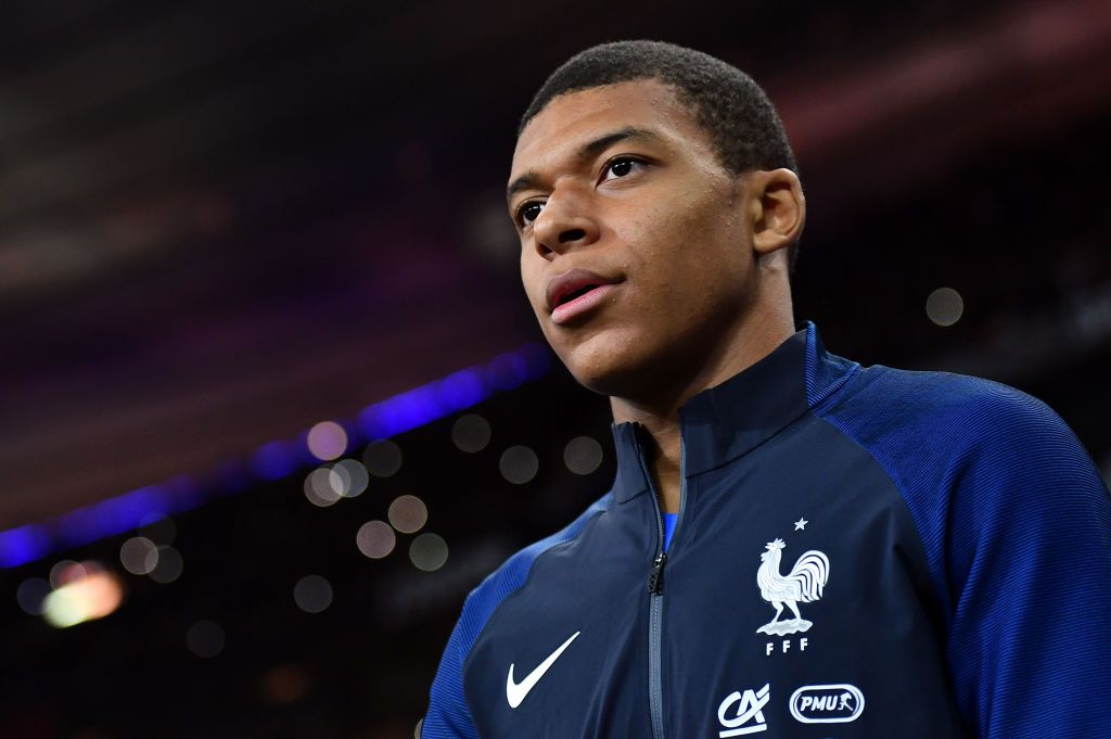 Kylian Mbappe in action for France in 2017