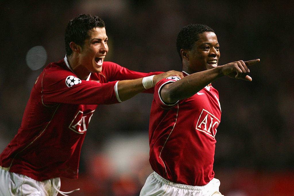 Cristiano Ronaldo and Patrice Evra in action for Man Utd