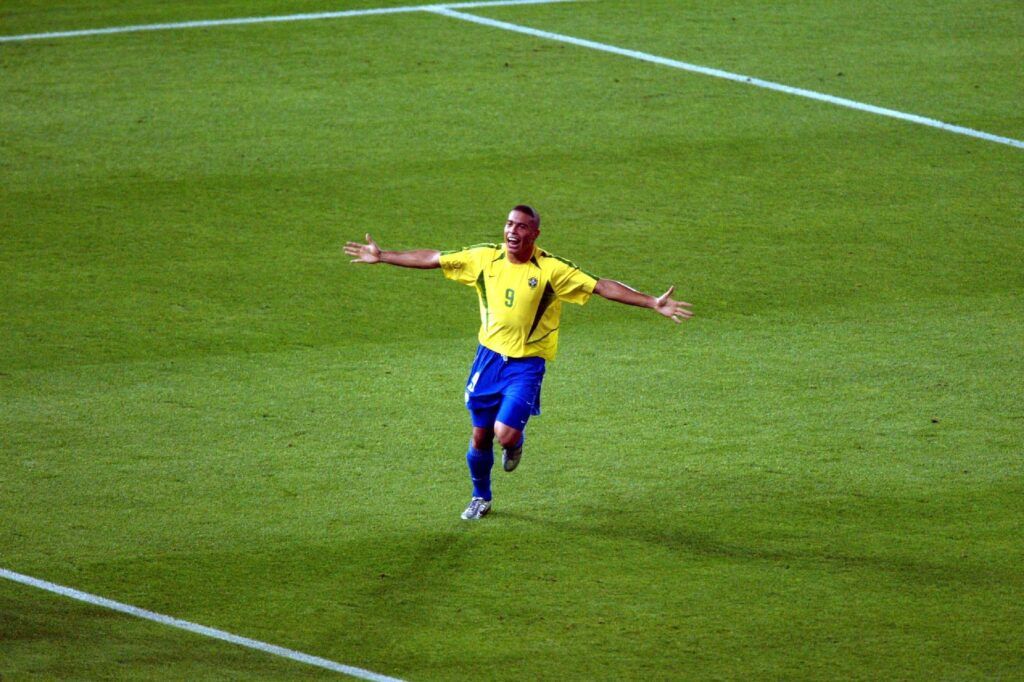 Ronaldo celebrates after scoring in World Cup final