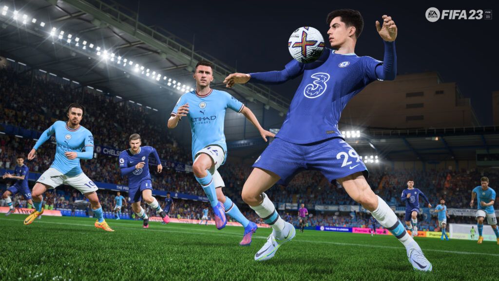 Kai Havertz of Chelsea controls ball in FIFA 23