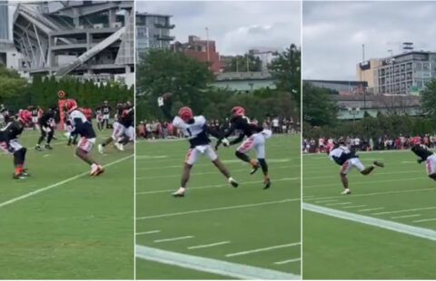 Ja'Marr Chase pulls off a one-handed grab in Cincinnati Bengals training camp