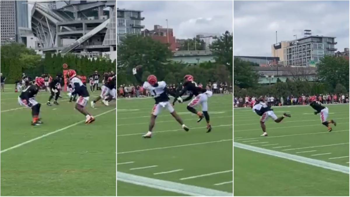 Ja'Marr Chase pulls off a one-handed grab in Cincinnati Bengals training camp