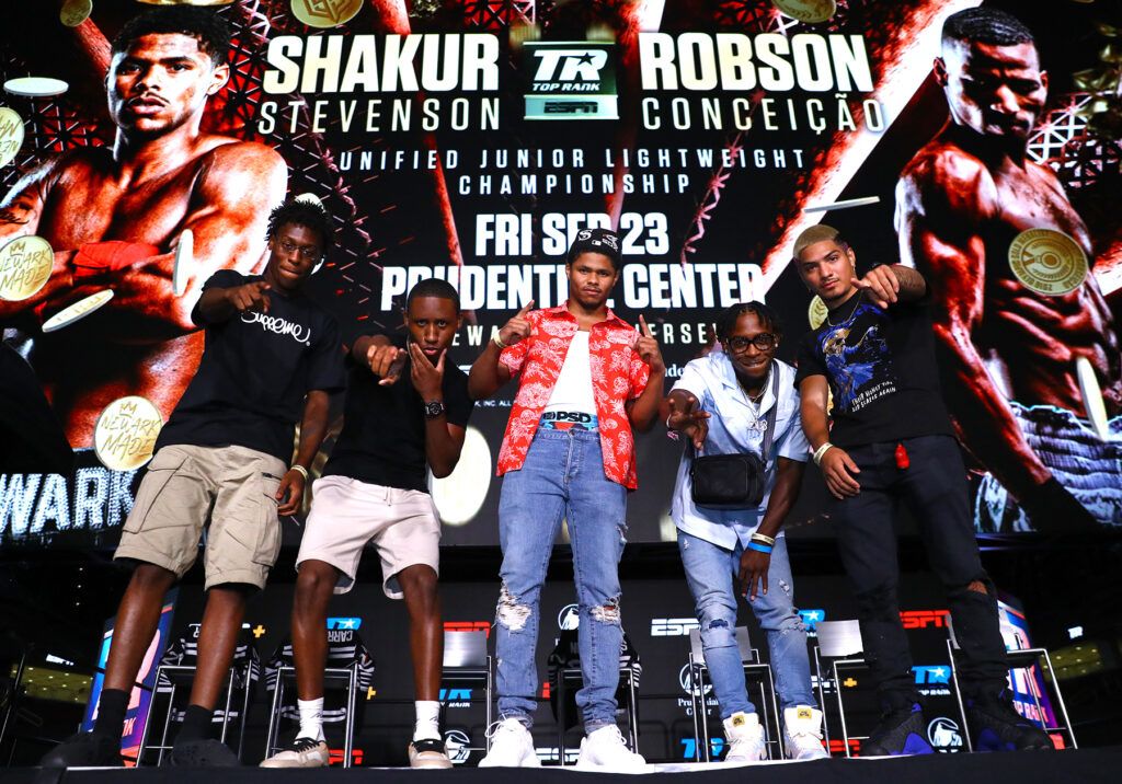 Boxers posing including Keyshawn Davis and Shakur Stevenson