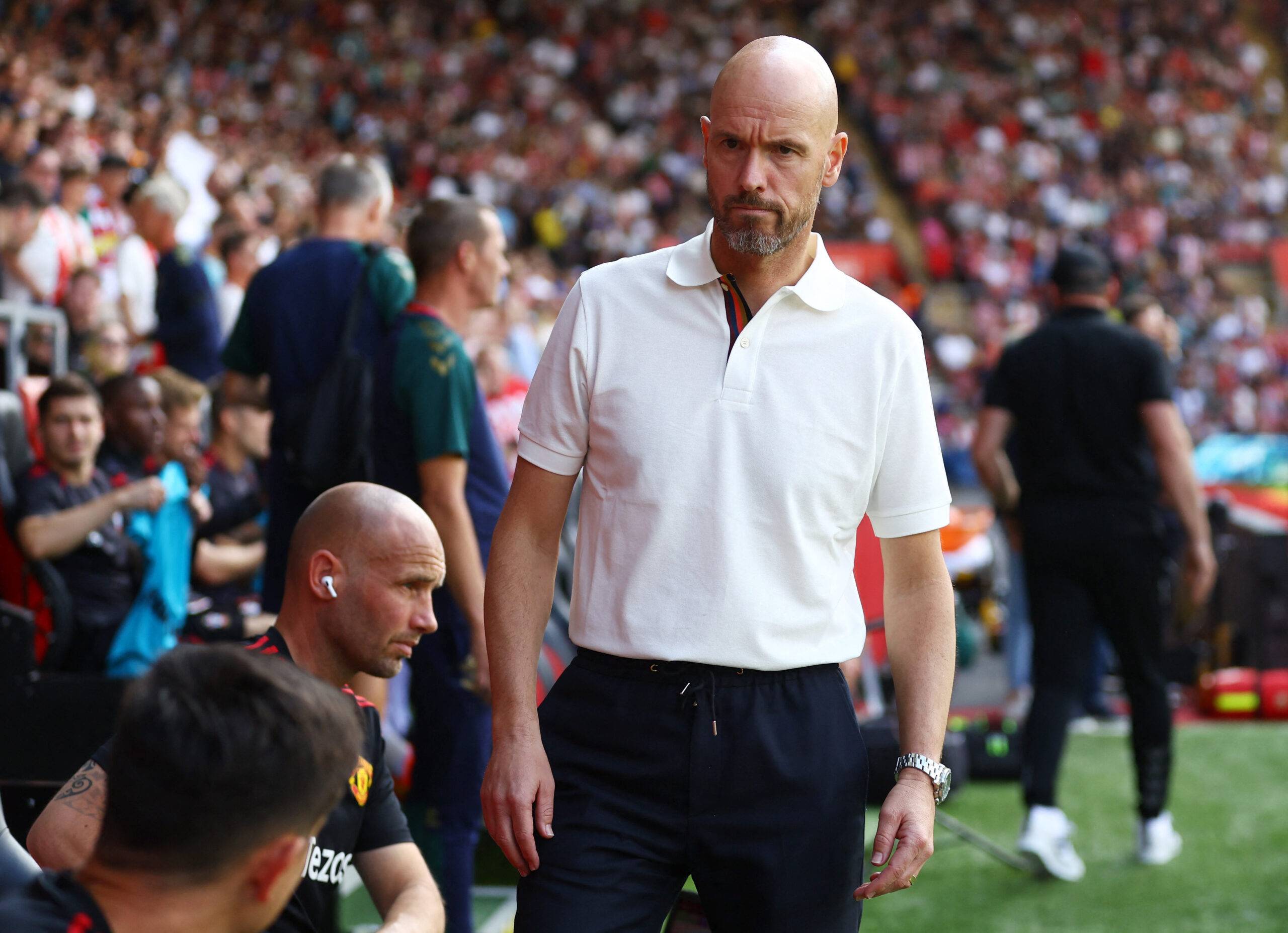 Manchester United boss Erik ten Hag staring into the distance