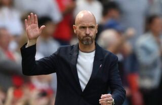 Manchester United manager Erik ten Hag acknowledges the crowd