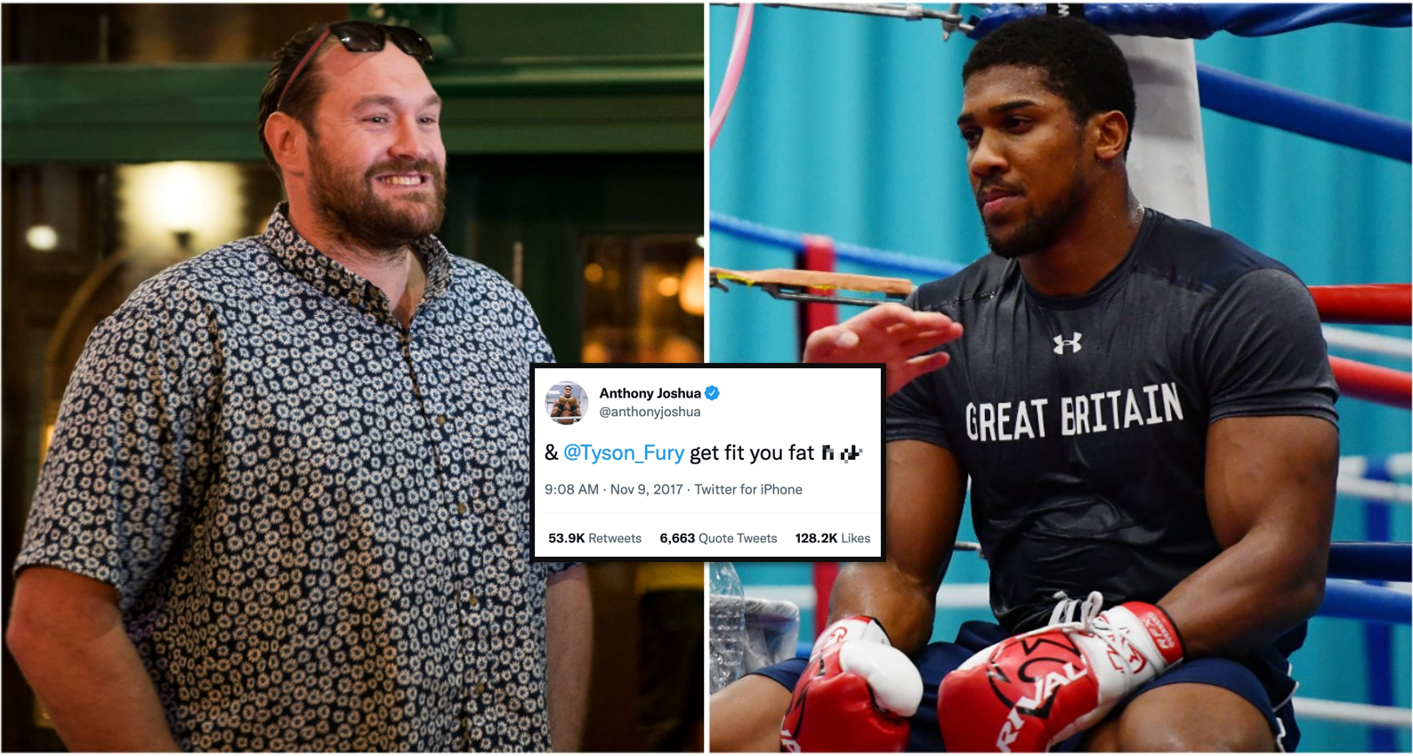 Anthony Joshua's five-word tweet to Tyson Fury in 2017 is still awkward