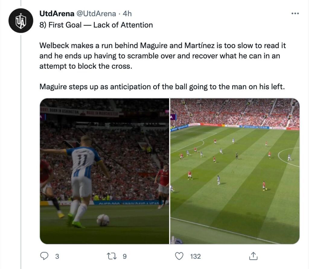 Man Utd's Martinez was slow to read Brighton.