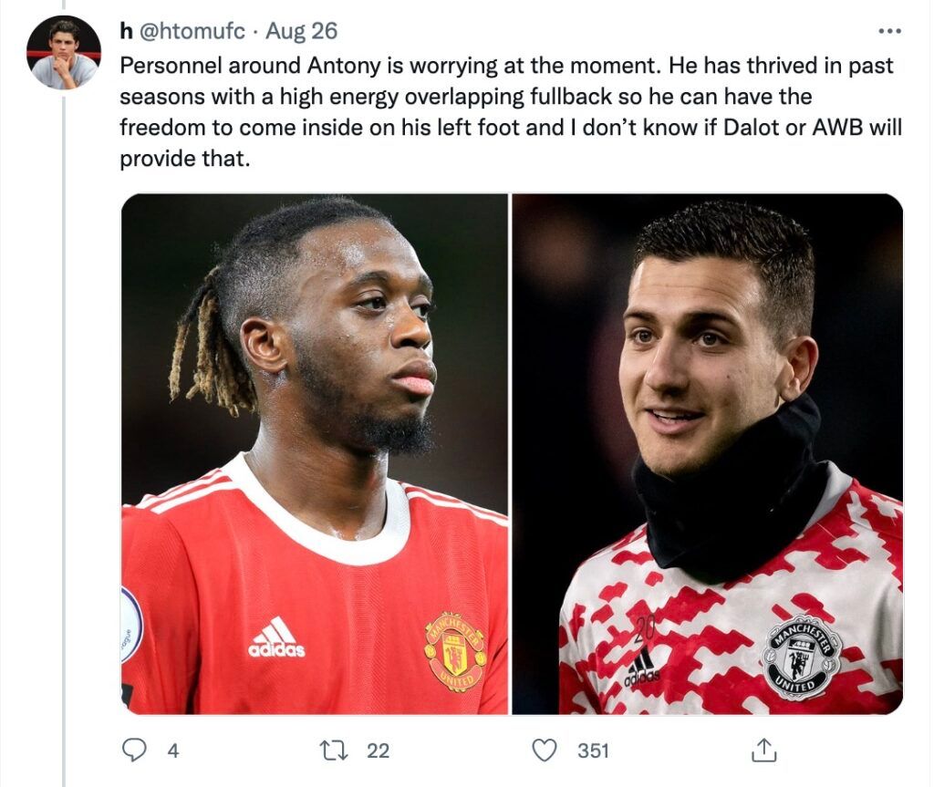 AWB and Dalot could hold Man Utd back.
