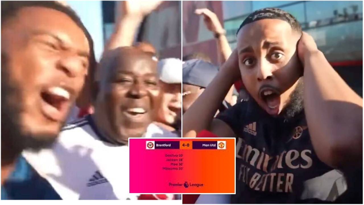 Arsenal fans find out Man Utd are 4-0 down vs Brentford during live interview & it's brilliant