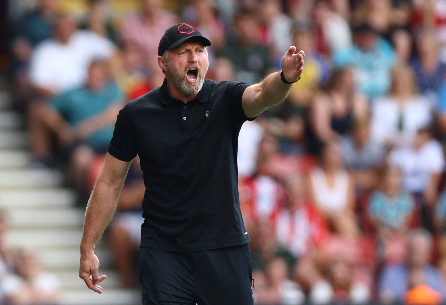 Southampton manager Ralph Hasenhuttl shouting during Premier League game