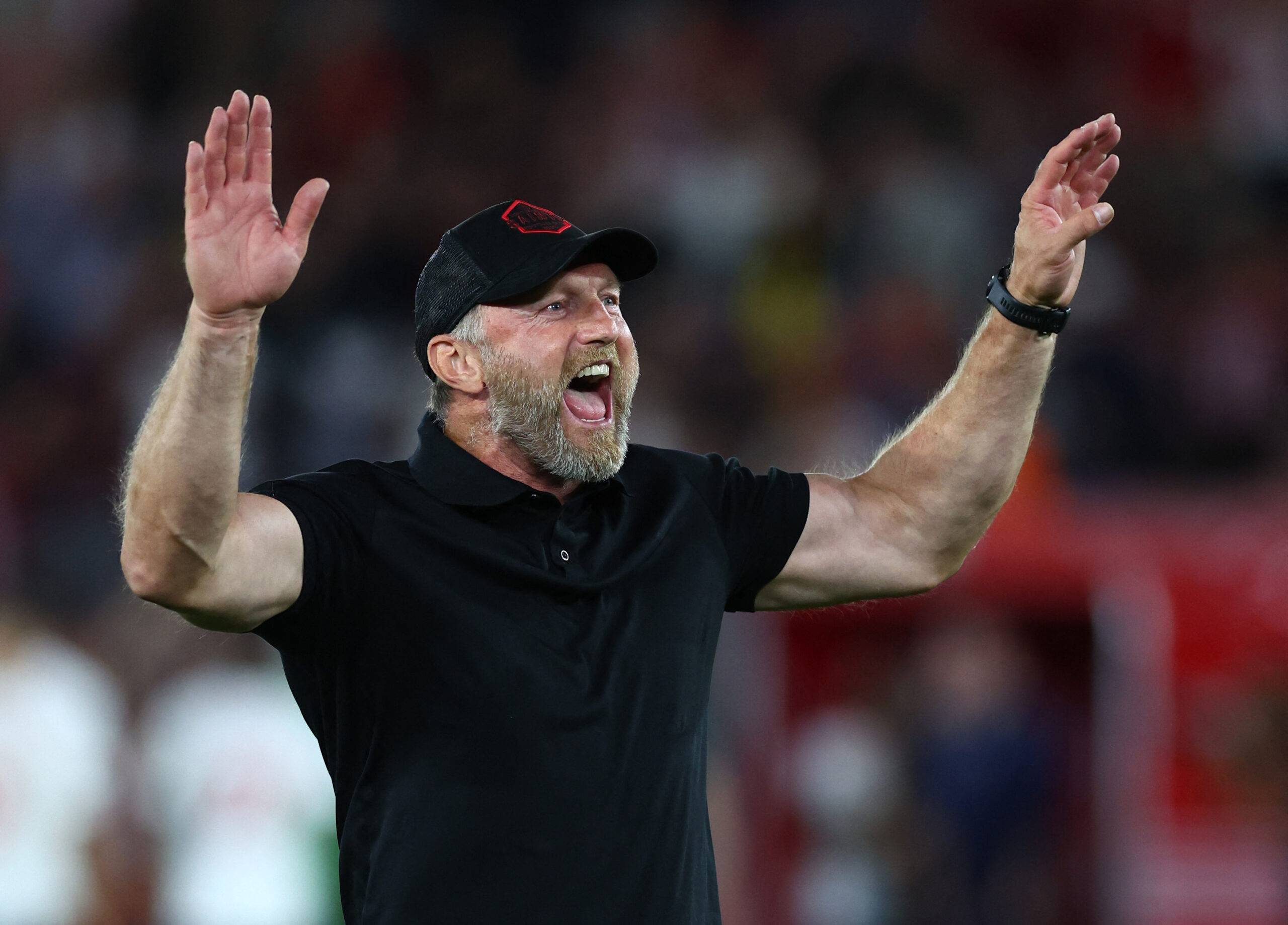 Southampton manager Ralph Hasenhuttl celebrates after the match